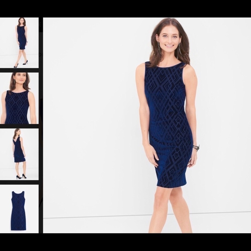 𝅺WHITE House Black Market Blue Velvet Burnout Shift Dress